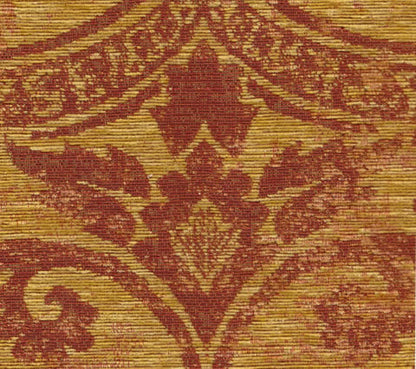 Quadrille Woven Fabric: Bergerac - Ecru on Terracotta