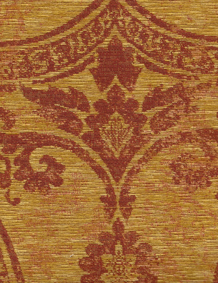 Quadrille Woven Fabric: Bergerac - Ecru on Terracotta