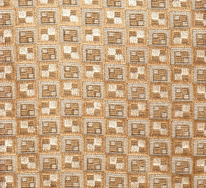 Quadrille Woven Fabric: Chequers - Coco; 100% Viscose, Imported from Belgium