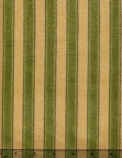 Quadrille Woven Fabric: Wallis Stripe - Vert / Creme