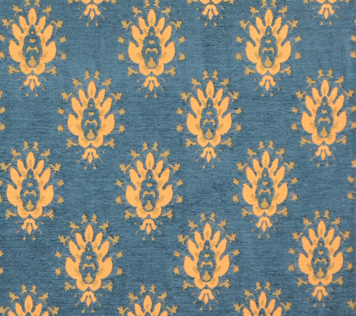 Quadrille Woven: Juliette - Blue on Gold (Imported from Spain)Quadrille Woven: Juliette - Blue on Gold (Imported from Spain) detail