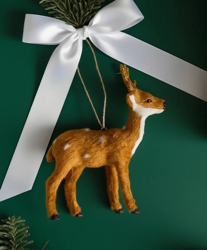 RA-178 Stag Ornament with Glitter Antlers