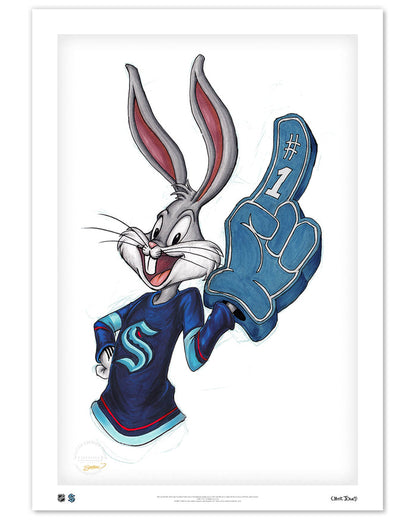 Rabbit Hockey Fan x NHL Kraken Bugs Bunny Limited Edition Art Print