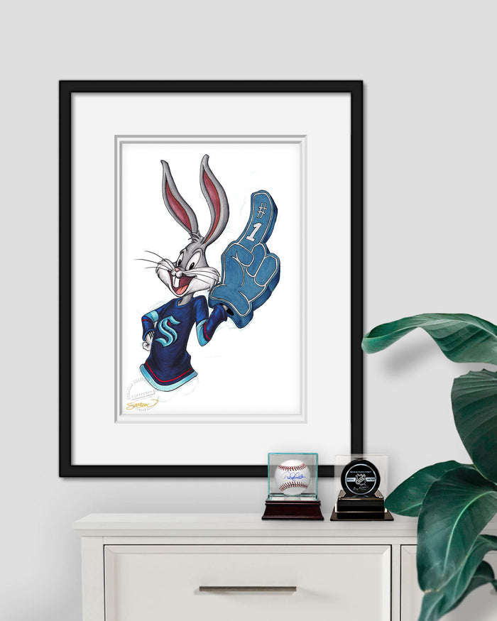 Rabbit Hockey Fan x NHL Kraken Bugs Bunny Limited Edition Art Print