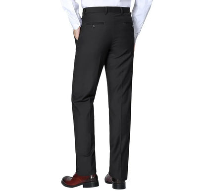 Raphael Classic Fit Solid Black Flat Front Wool Dress Pants - The Suit Depot