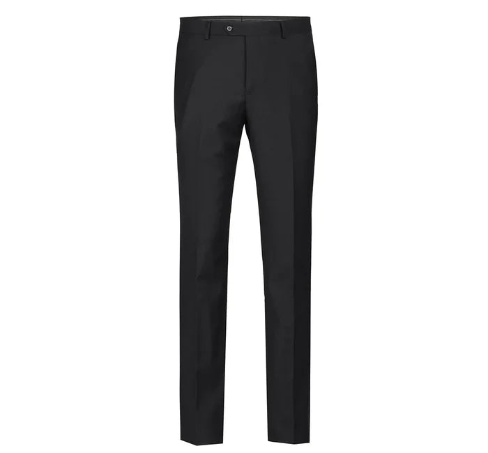 Raphael Classic Fit Solid Black Flat Front Wool Dress Pants - The Suit Depot
