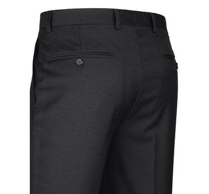 Raphael Classic Fit Solid Black Flat Front Wool Dress Pants - The Suit Depot