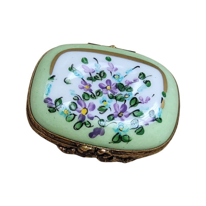 Purple Floral Limoges Pill Box Porcelain Limoges LIMOGES BOXES traditional Flowers French Trinket Box
