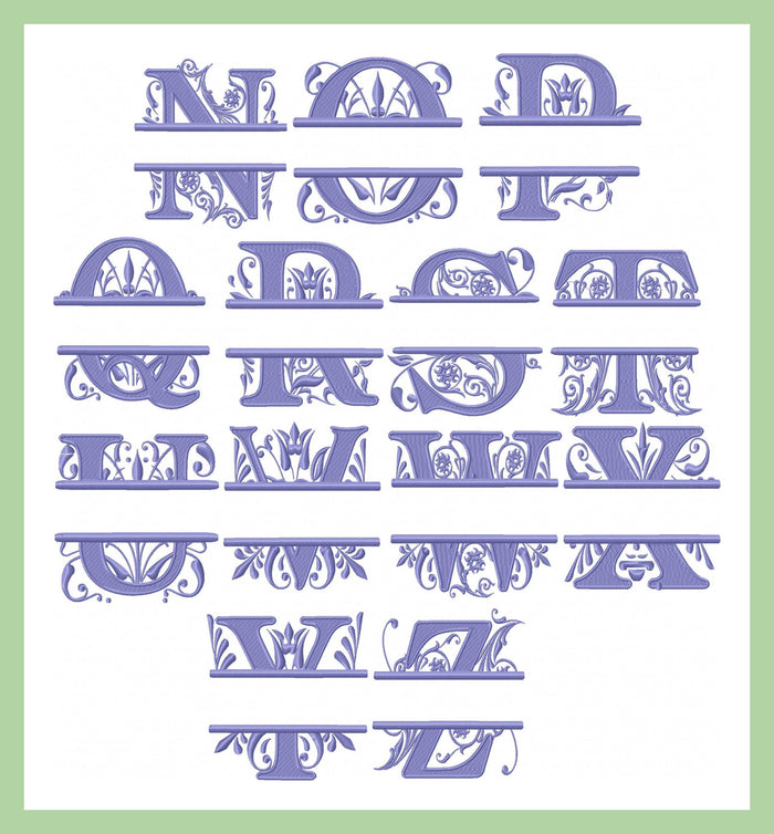 Regal Split Letter Font - Letters I - Z - 6 inches tall