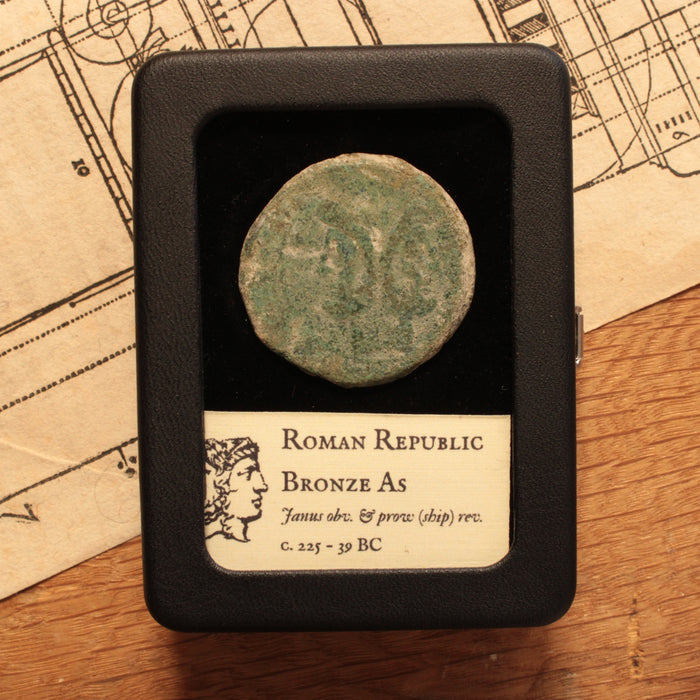Roman Republic, Large Bronze As, Janus & Ship - 225 to 39 BCE - Roman Republic
