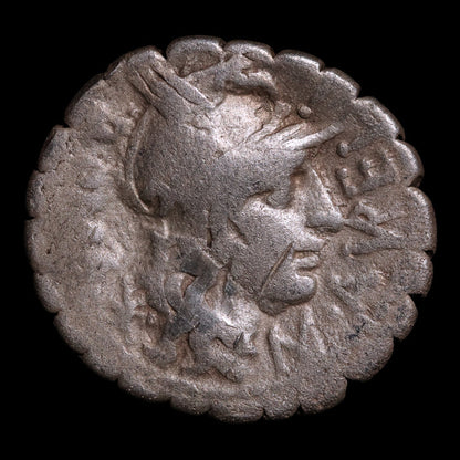 Roman Republic, M. Aurelius Scaurus, AR Denarius Serratus - 118 BCE - Roman Republic