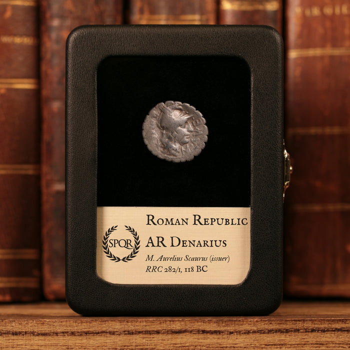 Roman Republic, M. Aurelius Scaurus, AR Denarius Serratus - 118 BCE - Roman Republic