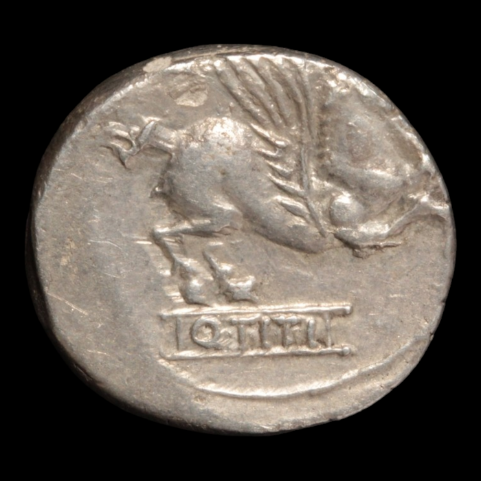 Roman Republic, Q. Titius, Silver Denarius, Pegasus Reverse - 90 BCE - Roman Republic