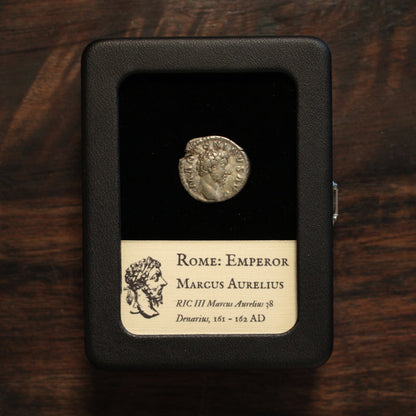 Rome, Emperor Marcus Aurelius Denarius, Concordia Reverse - 161 to 162 CE - Roman Empire