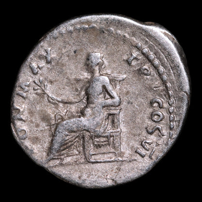 Rome, Emperor Vespasian, AR Denarius, Pax (Goddess of Peace) - 75 CE - Roman Empire