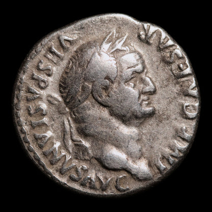 Rome, Emperor Vespasian, AR Denarius, Winged Caduceus Reverse - 74 CE - Roman Empire