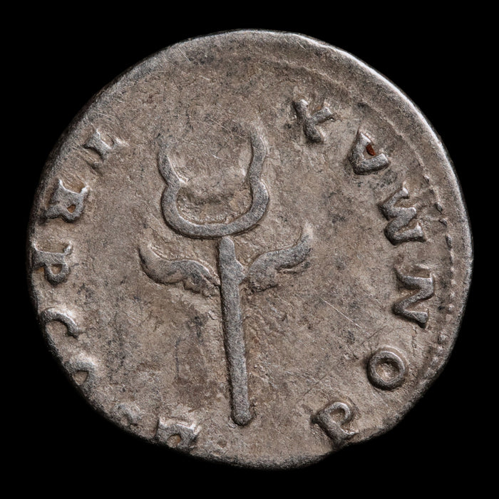 Rome, Emperor Vespasian, AR Denarius, Winged Caduceus Reverse - 74 CE - Roman Empire