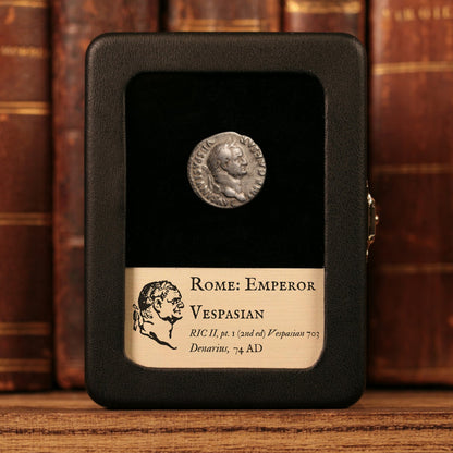Rome, Emperor Vespasian, AR Denarius, Winged Caduceus Reverse - 74 CE - Roman Empire
