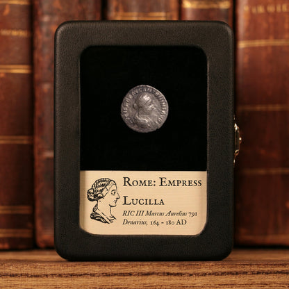 Rome, Empress Lucilla, AR Denarius, Votive Wreath Reverse - 164 to 180 CE - Roman Empire