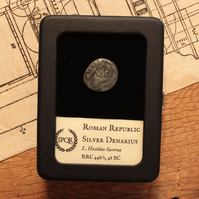Rome, L. Hostilius Saserna Silver Denarius - 48 BCE - Roman Republic