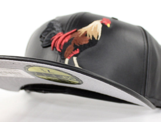 ROOSTER New Era 59Fifty Fitted Hat (Black Vigan Leather Gray Under Brim)
