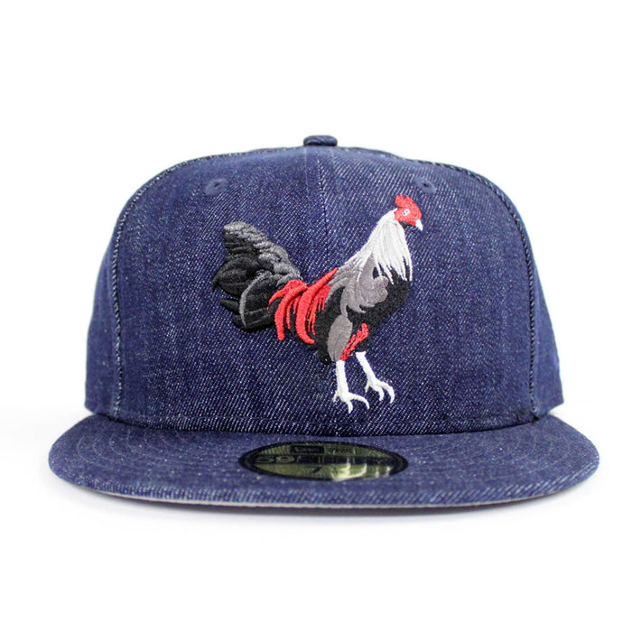 ROOSTER New Era 59Fifty Fitted Hat (FOAMPOSITE ONE DENIM Gray Under Brim)