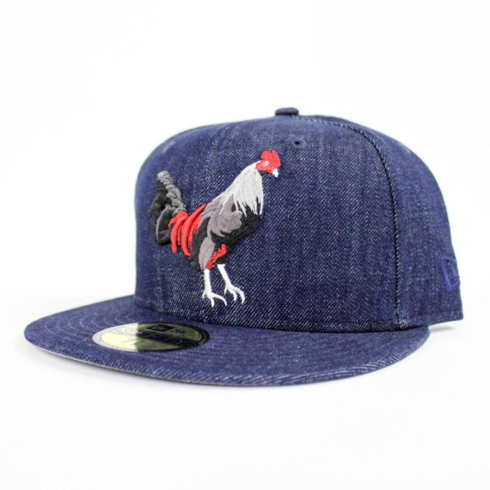 ROOSTER New Era 59Fifty Fitted Hat (FOAMPOSITE ONE DENIM Gray Under Brim)