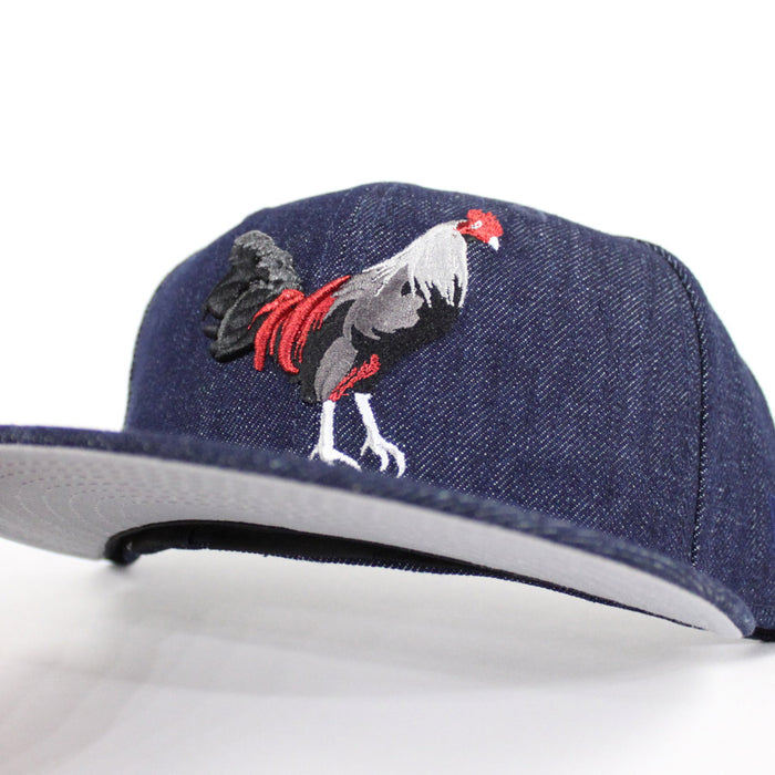 ROOSTER New Era 59Fifty Fitted Hat (FOAMPOSITE ONE DENIM Gray Under Brim)
