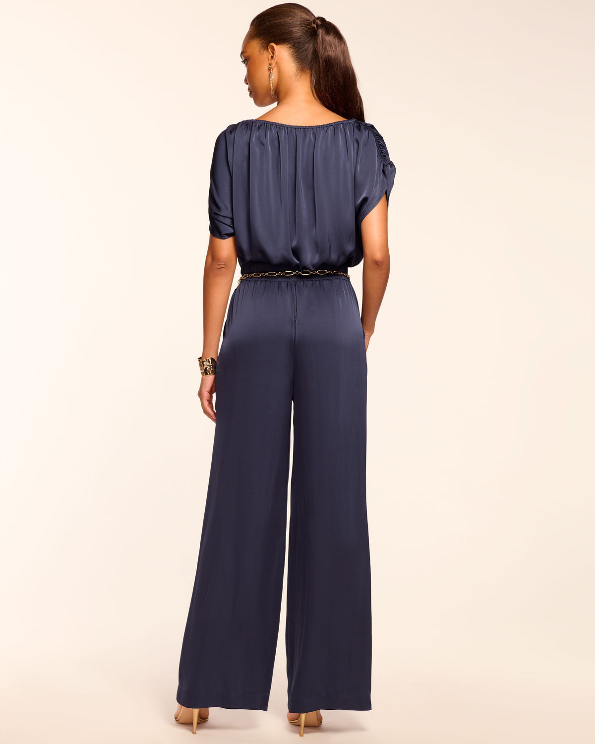 Sabrina Ruched Wide Leg Jumpsuit | NAVY