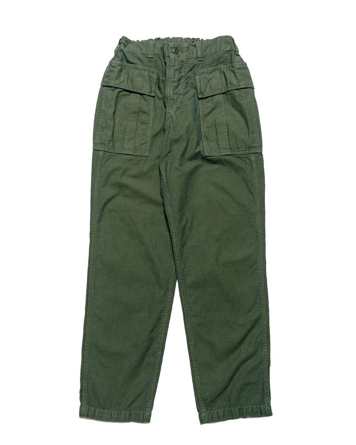 lost & found Sage de Cret Sage de Cret Cotton/Linen Back Satin Pegtop Military Pants Olive