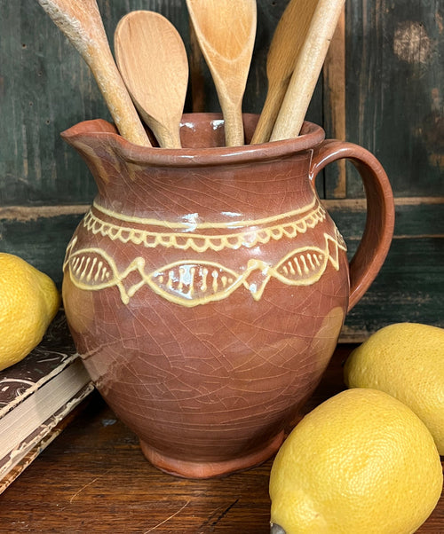 SE-125 Redware Med Pitcher with Slip Design
