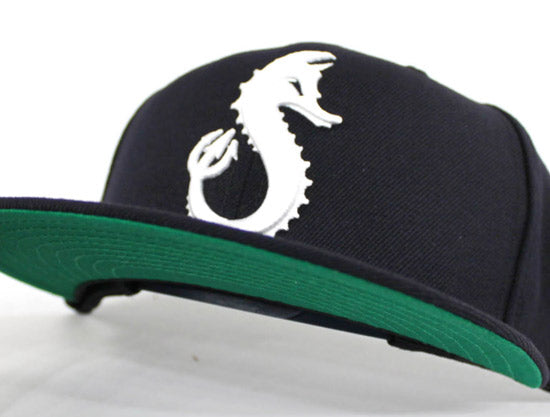 Seahorse New Era 9Fifty Snapback Hats (Navy Green Under Brim)