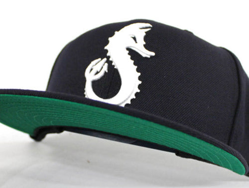 Seahorse New Era 9Fifty Snapback Hats (Navy Green Under Brim)