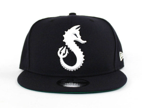 Seahorse New Era 9Fifty Snapback Hats (Navy Green Under Brim)