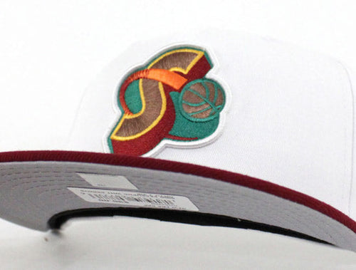 Seattle SuperSonics New Era 59FIFTY Fitted Hat (White Cardinal Gray Under Brim)