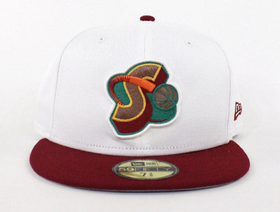Seattle SuperSonics New Era 59FIFTY Fitted Hat (White Cardinal Gray Under Brim)