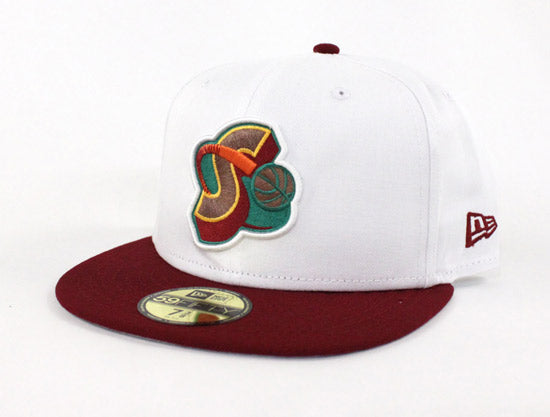 Seattle SuperSonics New Era 59FIFTY Fitted Hat (White Cardinal Gray Under Brim)