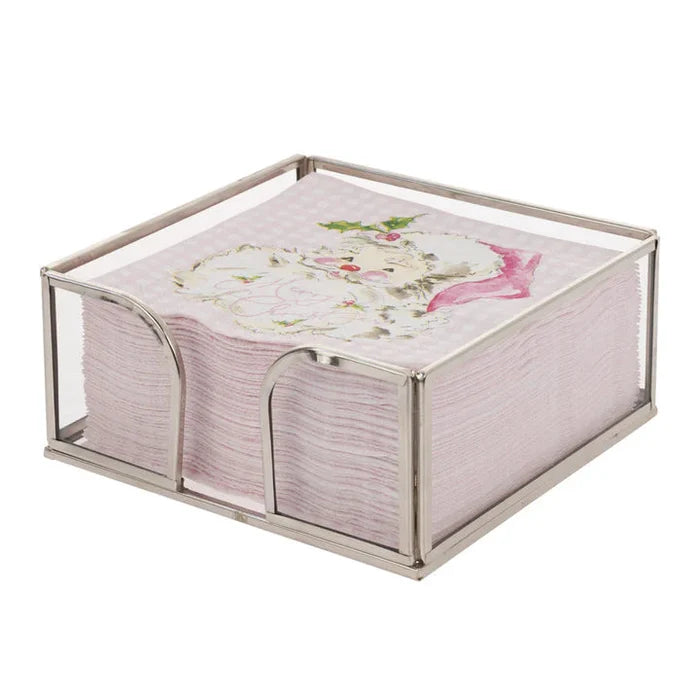 Silver Edge Glass Cocktail Napkin Holder