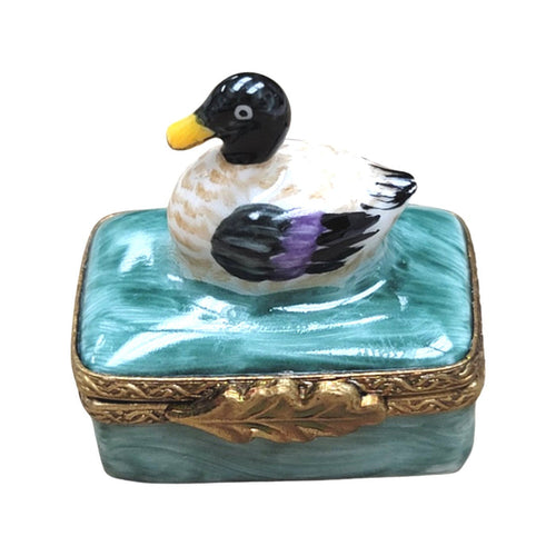 Small Mallard Duck Figurine Porcelain Limoges bird limoges boxes French Trinket Box