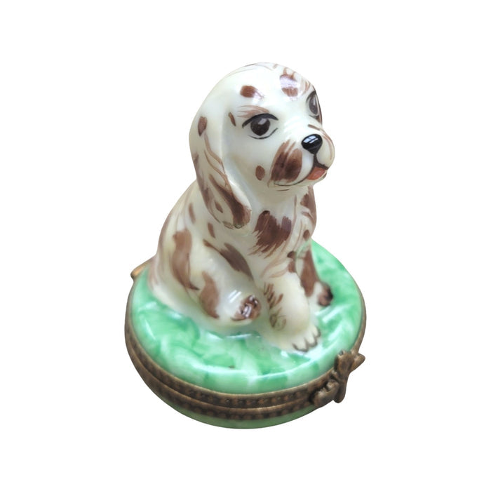 Spotted Dog Porcelain Figurine Porcelain Limoges dog LIMOGES BOXES French Trinket Box
