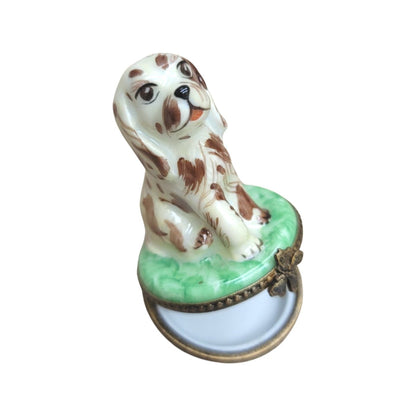 Spotted Dog Porcelain Figurine Porcelain Limoges dog LIMOGES BOXES French Trinket Box