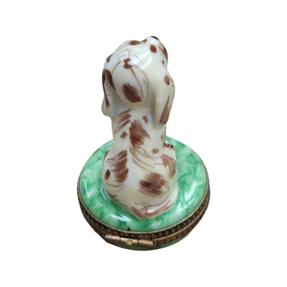 Spotted Dog Porcelain Figurine Porcelain Limoges dog LIMOGES BOXES French Trinket Box