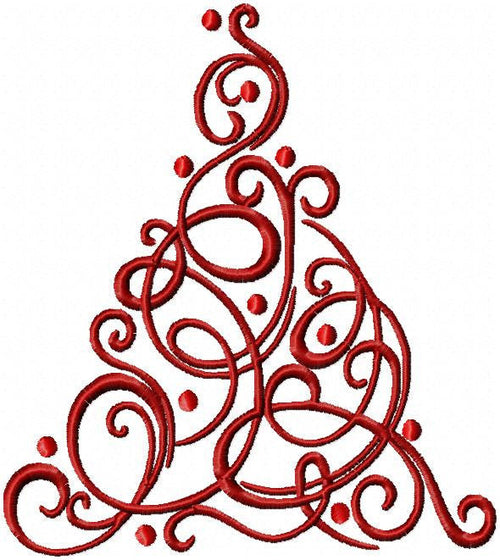 Swirl Christmas Tree - machine Embroidery Design - Comes in 4 Sizes