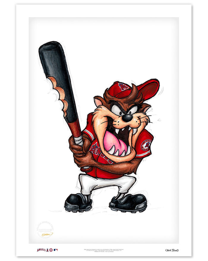 Taz On Deck x MLB Angels Limited Edition Art Print