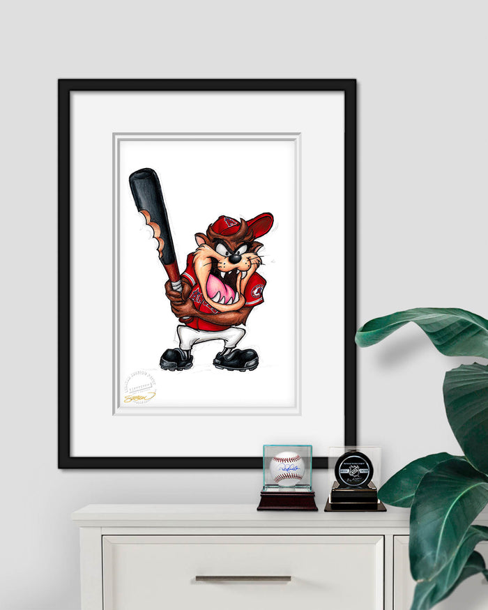 Taz On Deck x MLB Angels Limited Edition Art Print