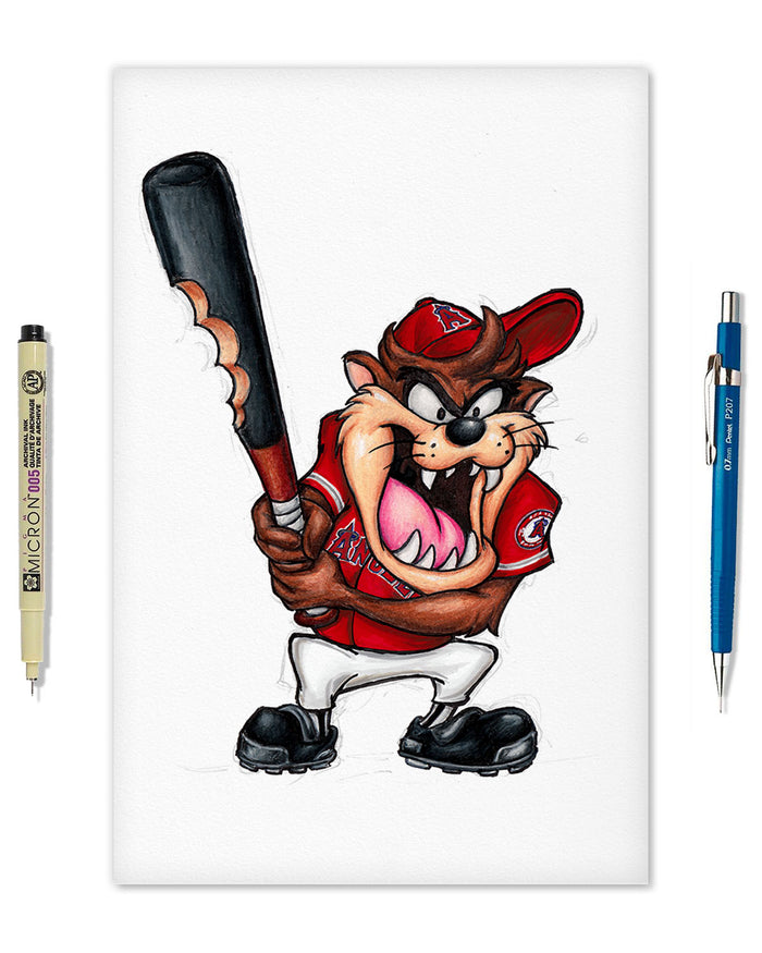 Taz On Deck x MLB Angels Limited Edition Art Print
