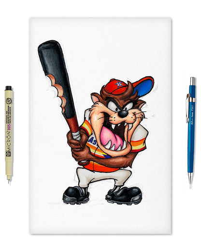 Taz On Deck x MLB Astros Limited Edition Art Print