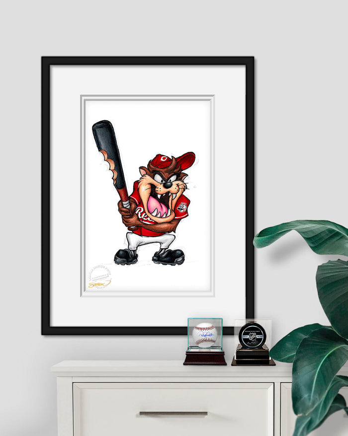 Taz on Deck x MLB Reds Limited Edition Art Print