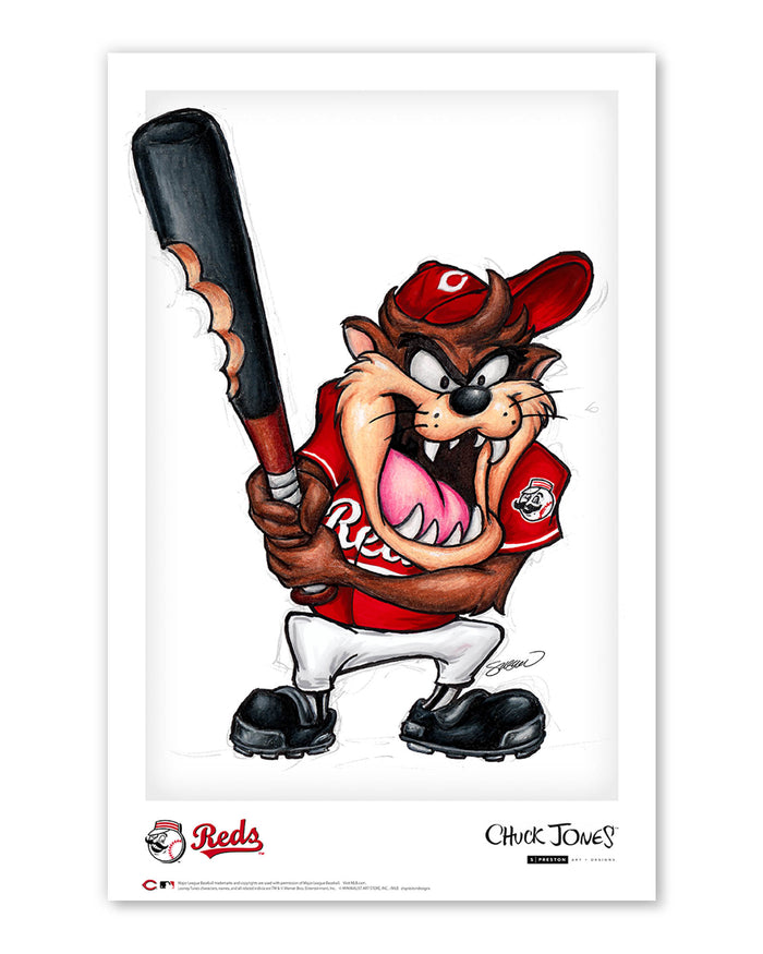 Taz on Deck x MLB Reds Limited Edition Art Print