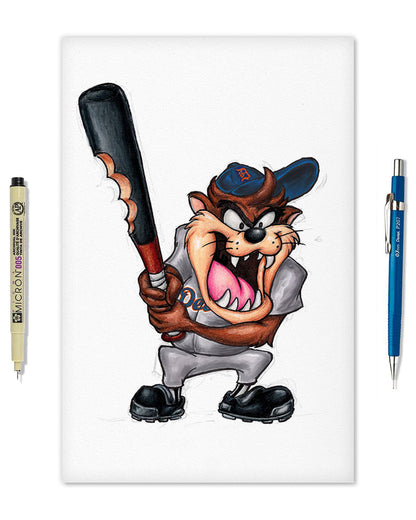 Taz on Deck x MLB Tigers Limited Edition Art Print